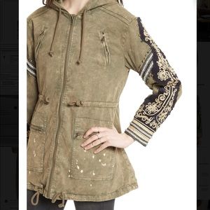 Free People Golden Quills Military Jacket size xs